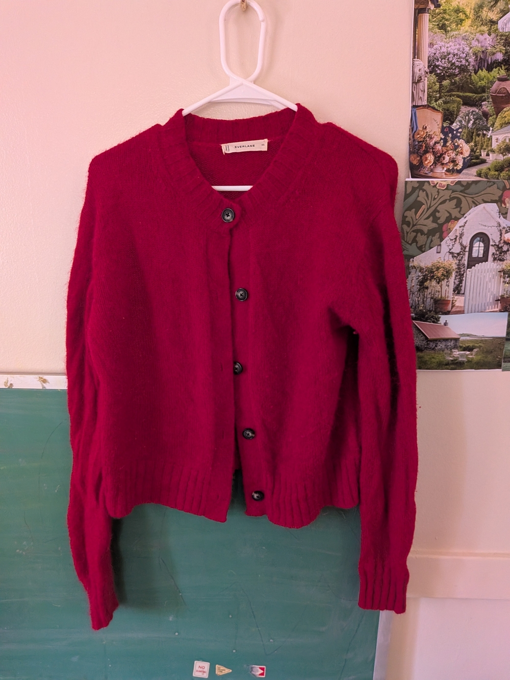 Everlane Red Button-Up Wool Blend Cardigan